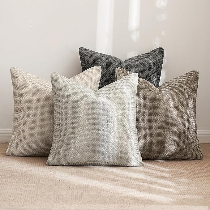 MIULEE Pack of 4 Couch Throw Pillow Covers 24x24 Inch Neutral Soft Decorative - Image 3