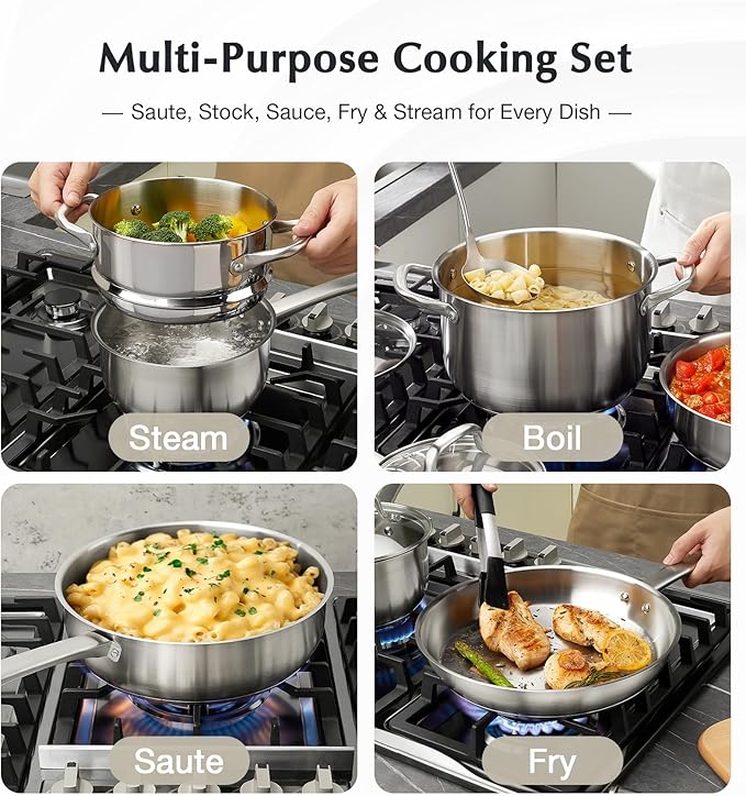 KOCH SYSTEME CS Stainless Steel Cookware Set 10 Piece, 18/10 Stainless Steel - Image 6