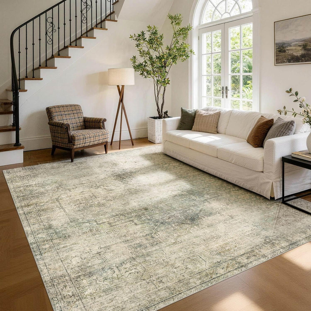 Green Rugs for Living Room Vintage Washable 6x9 Area Rug Bedroom