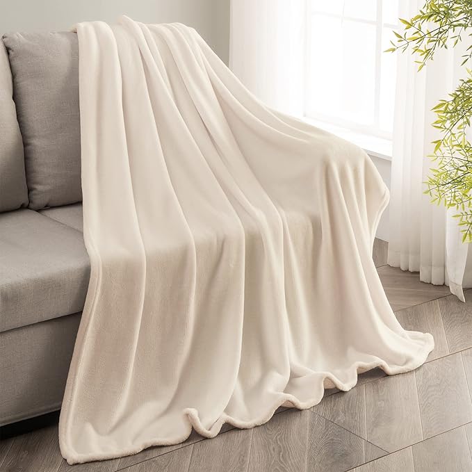 BEDELITE Fleece Blanket Twin Size Beige Throw Blankets - Image 8