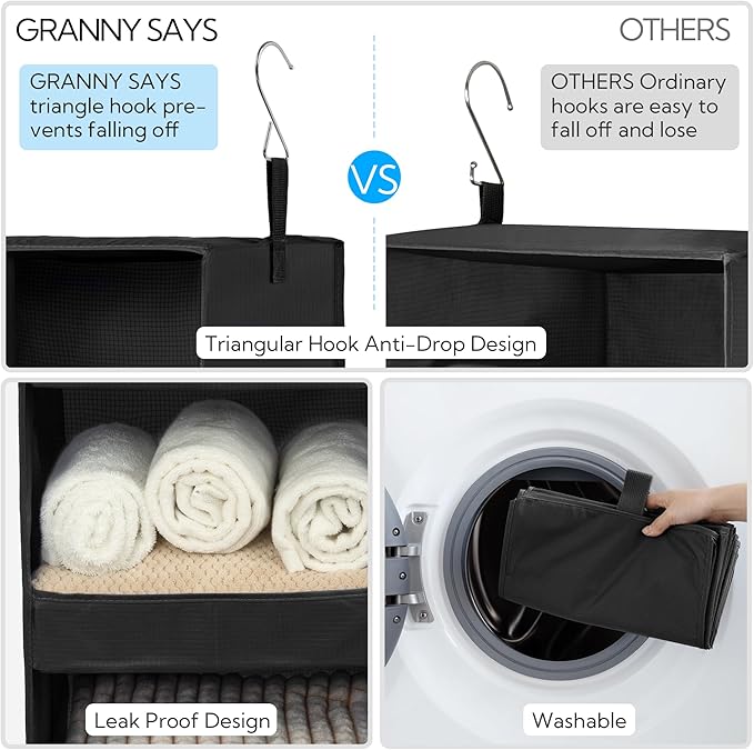 GRANNY SAYS 3-Shelf Hanging Closet Organizer, Collapsible Closet Hanging Shelves - Image 6