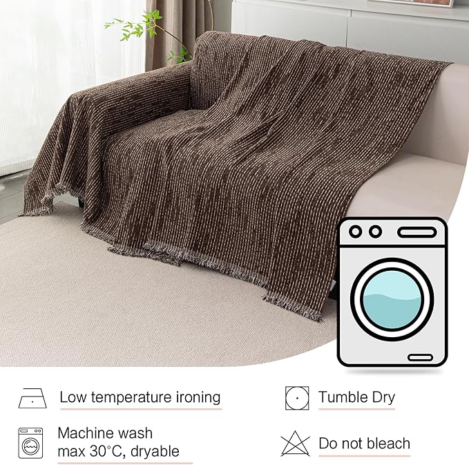 MYSKY HOME Boho Couch Cover Deep Chocolate Sofa Covers - Image 6