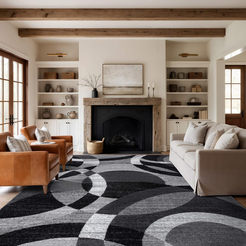 Rugshop Overlapping Circles Contemporary Area Rug Gray 7'10" x 10...