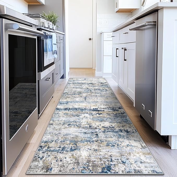Area Rugs 2x8 Runner Rug: Washable Hallway Rug Modern Abstract Neutral Soft by pmtsns