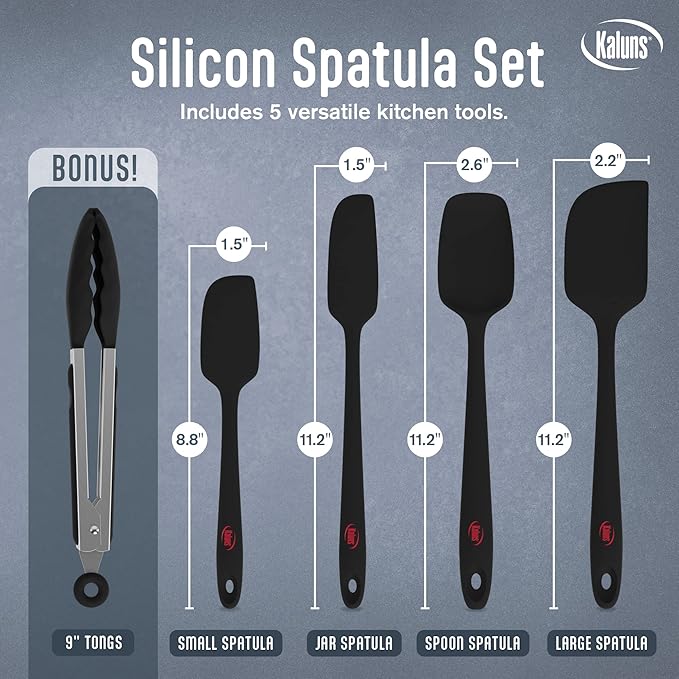 Kaluns Silicone Spatula Set, 4 Rubber Spatulas 600°F Heat Resistant, Nonstick - Image 2
