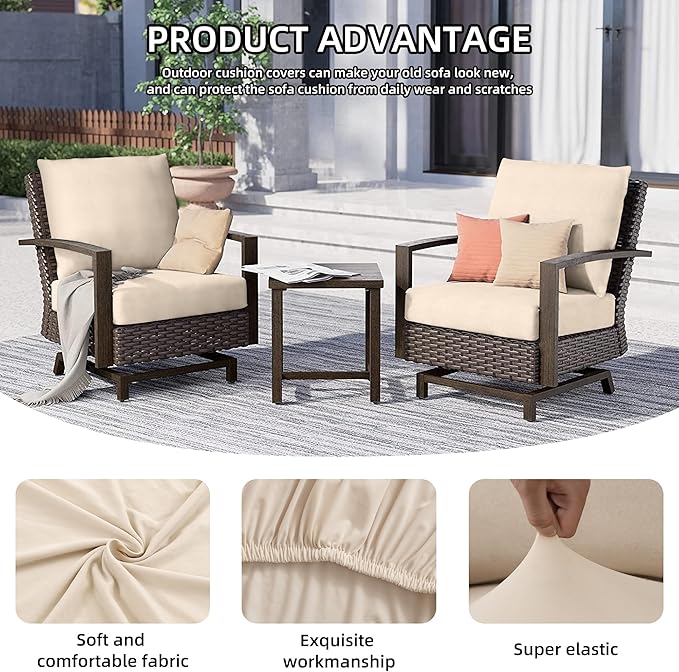 14Pcs Outdoor Cushion Covers, Patio Cushion Covers, Stretch Elastic Slipcovers - Image 3