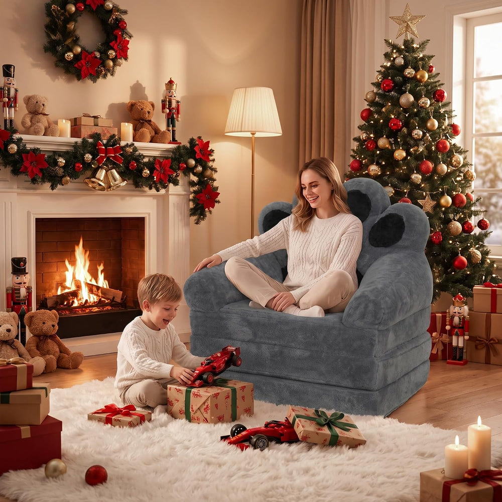 Folding Sofa Bed, 2-in-1 Convertible Sleeper Chair with Cat Paw Backrest, Fol...