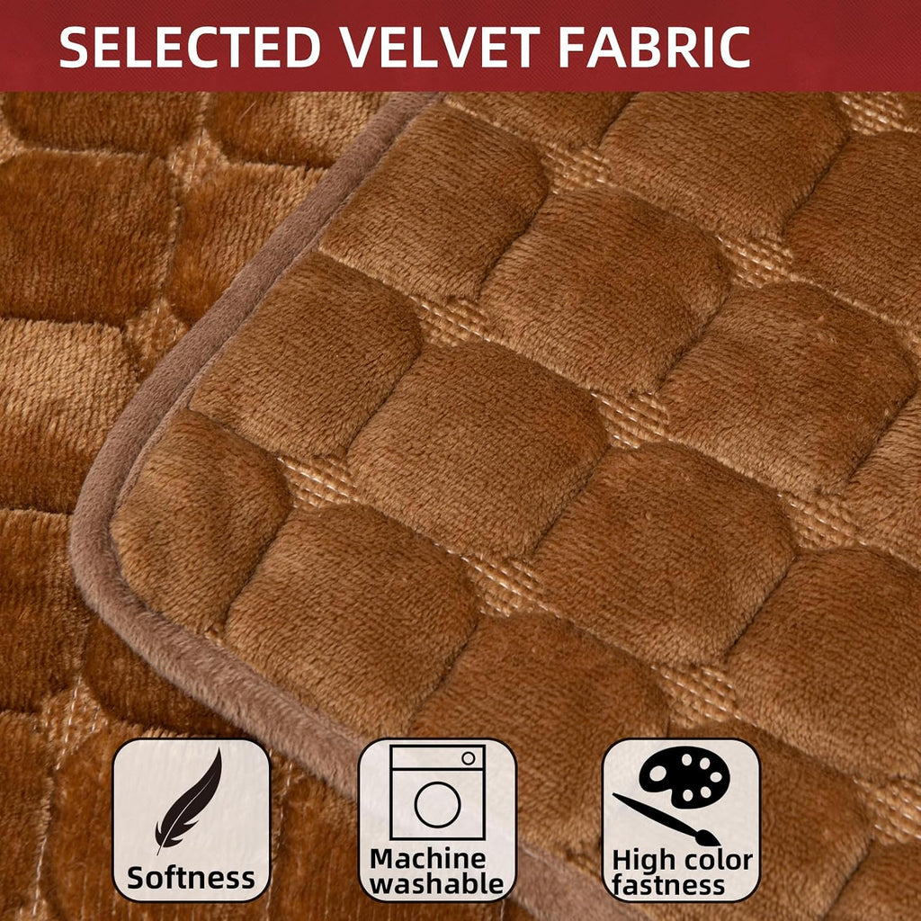 Velvet Couch Cover,Couch Arm Covers Sofa Covers,Backrest Cover,Non-Slip Chair Arm Covers,Arm Rest Cover for Sofa,Armchair Slipcovers Couch Protector (Caramel, 28"x 28")