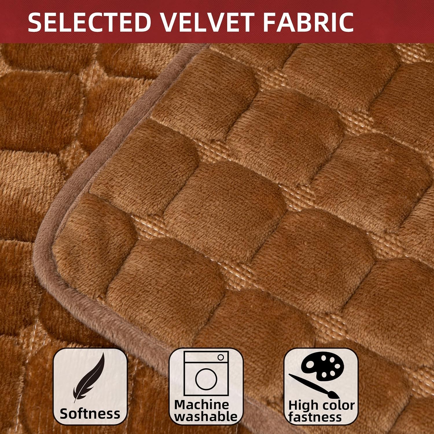 Velvet Couch Cover,Couch Arm Covers Sofa Covers,Backrest Cover,Non-Slip Chair Arm Covers,Arm Rest Cover for Sofa,Armchair Slipcovers Couch Protector (Caramel, 28"x 28")