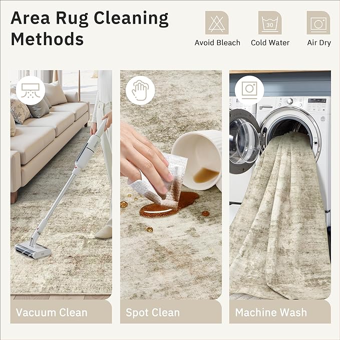 2x3 Washable Rugs for Kitchen, Powder Room Small Area Rug Non-Slip Vintage Low - Image 9