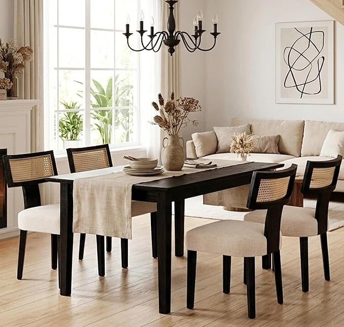 Upholstered Farmhouse Dining Chairs Set of 2 Mid Century Modern Dining Room C...