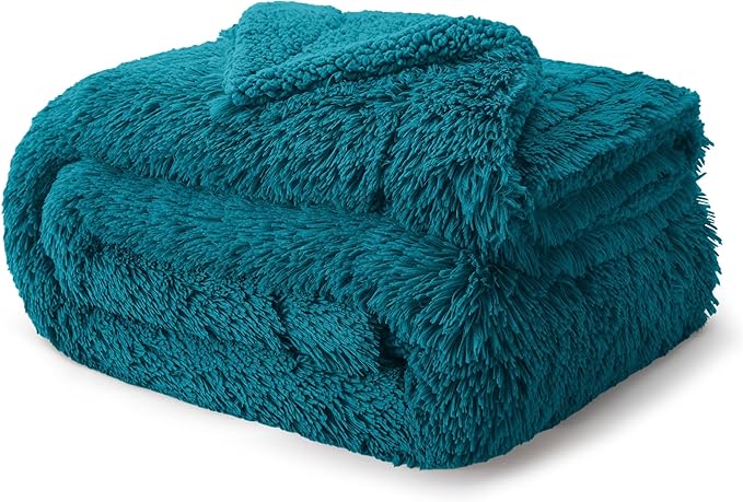 Bedsure GentleSoft Fluffy Turquoise Teal Blankets Queen Size - Image 8