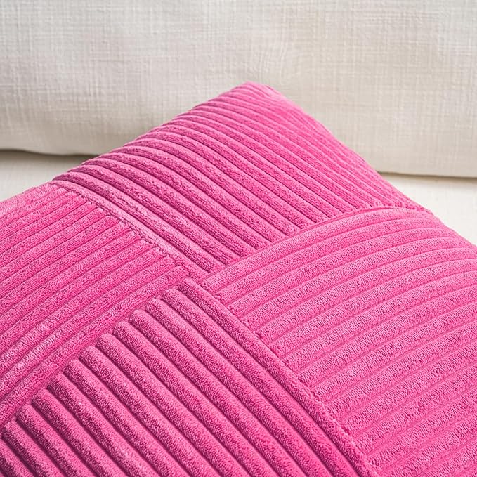 Fancy Homi 2 Packs Hot Pink Euro Decorative Throw Pillow Covers 26x26 Inch - Image 3