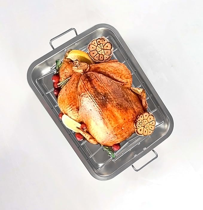 16" Premium Stainless Steel Roaster Pan Set