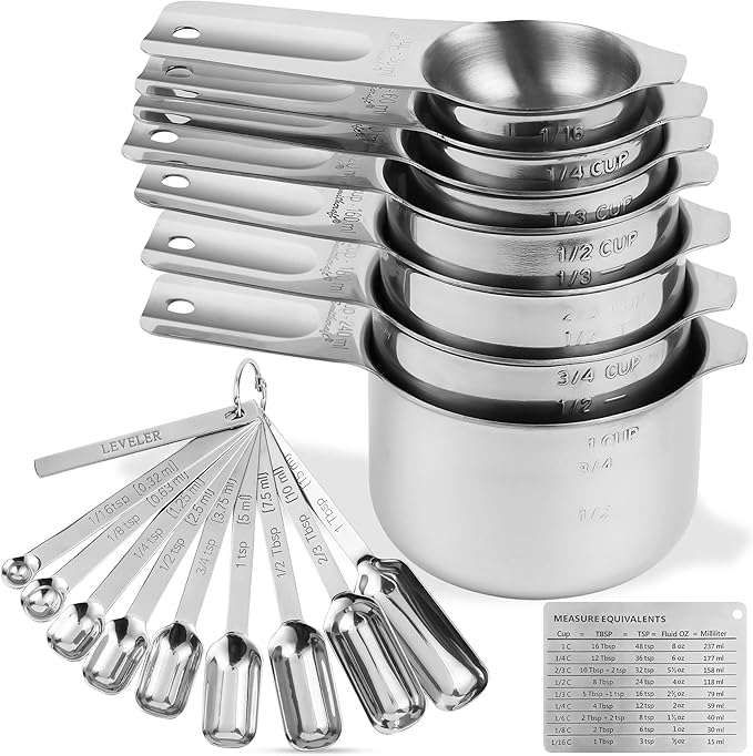 Measuring Cups and Spoons Set, Stainless Steel Measuring Cups Set, Dry 7 by Smithcraft