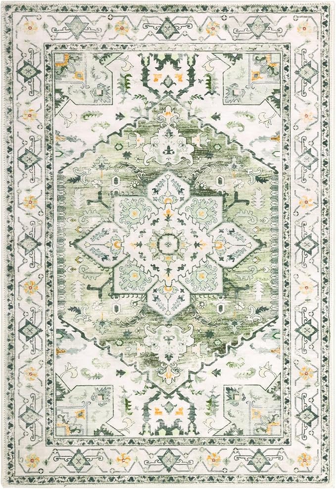 Yamaziot Washable Area Rug, 2x3 Small Entryway Rug Non-Slip Boho Vintage Rug - Image 2