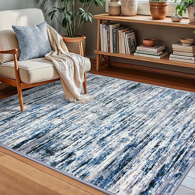 Lansny Modern Abstract Small Area Rug Indoor 3x5 Washable Rug Non-Slip Soft by lansny