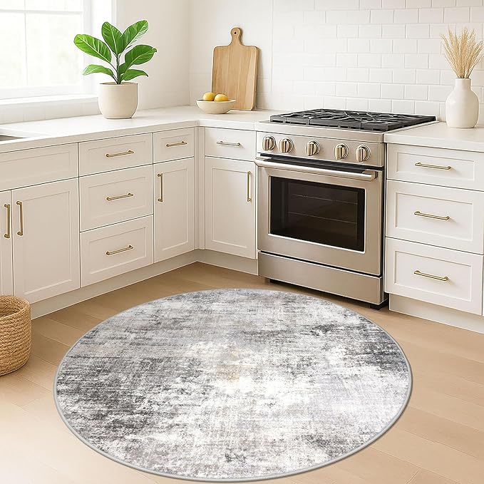 IOHOUZE Round Area Rug 5 Ft Circle Entryway Rugs Round Washable Door Mat Indoor - Image 2