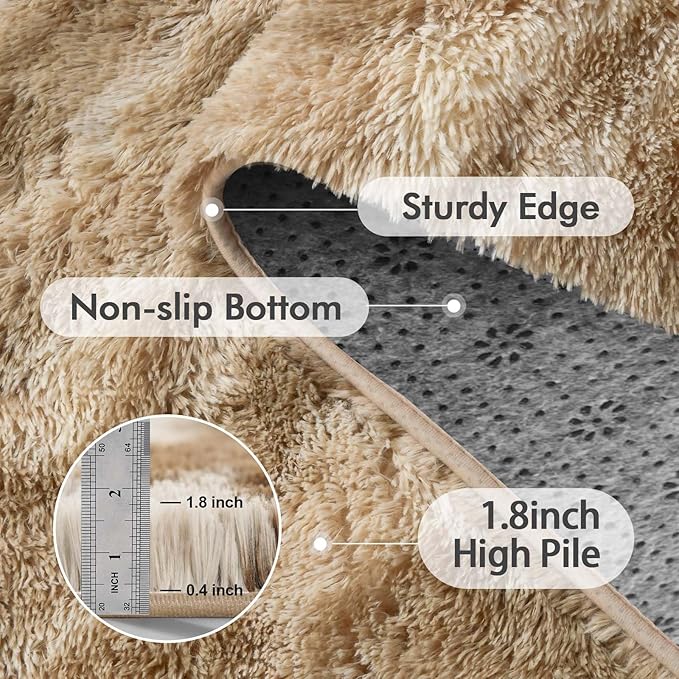 Area Rugs for Living Room, Tie-Dyed 5x7 Feet Soft Fluffy Shagg Plush Rug High - Image 5