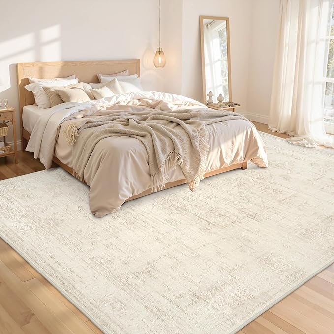Area Rugs 9x12 Living Room: Vintage Boho Neutral Washable Rug Indoor Soft Large - Image 2