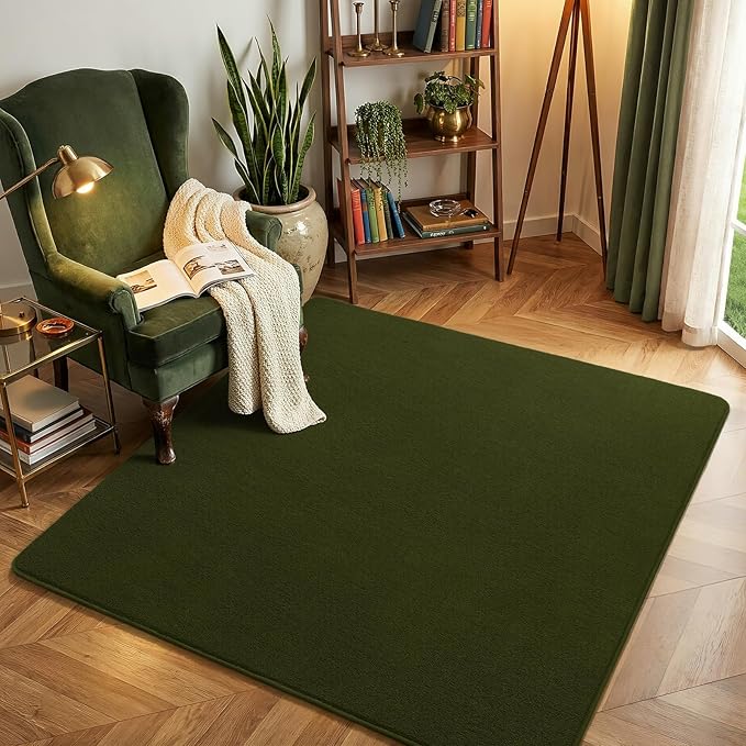 Amearea 4x4 Square Area Rugs for Bedroom Living Room, Olive Green Thickened by AmeareaDirect