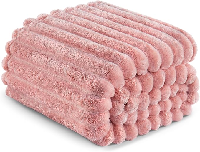 Exclusivo Mezcla Twin Size Flannel Fleece Blanket, Super Soft Striped Jacquard - Image 6