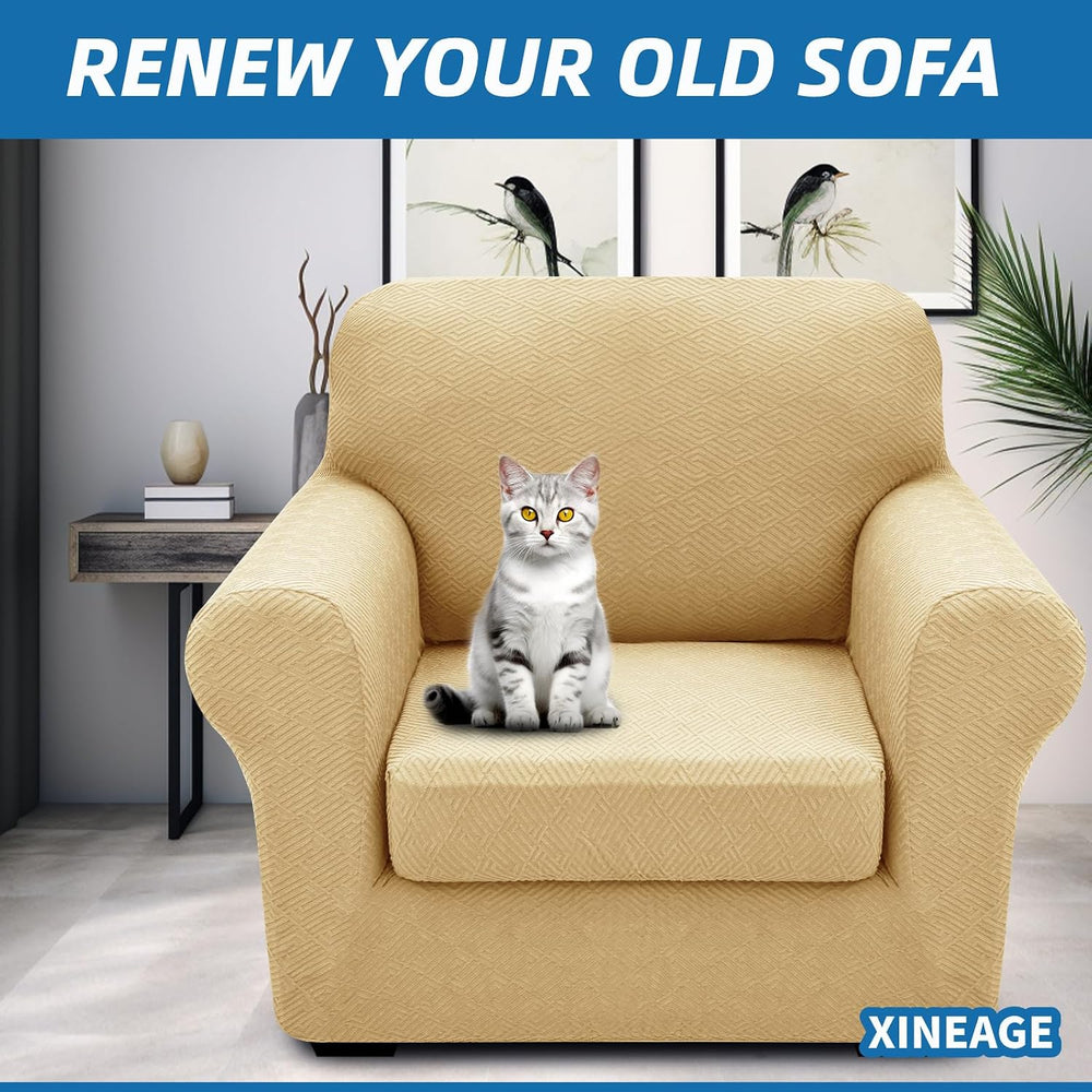 XINEAGE 2-Piece Stretch Armchair Sofa Cover, Washable Couch Covers for Dog
