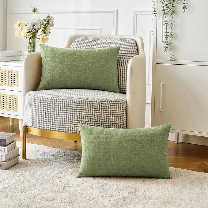 MIULEE Pack of 2 Couch Throw Pillow Covers 14x22 Inch Spring Soft Sage Green - Image 2