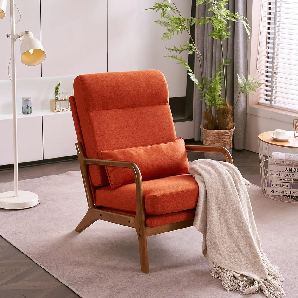 Karl home Accent Chair High Back Mid-Century Modern, Burnt Orange