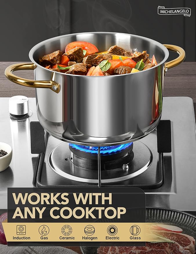 MICHELANGELO Stainless Steel Stock Pots - Image 4