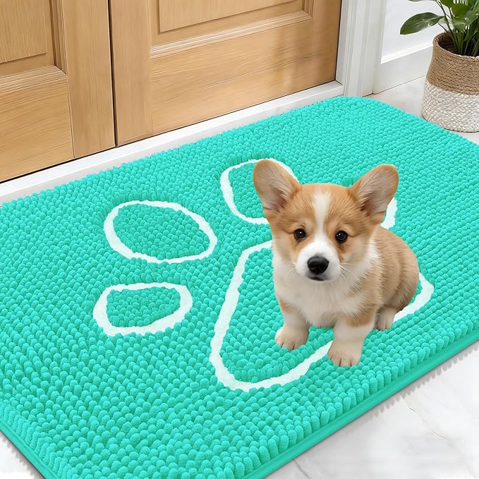 OLANLY Dog Door Mat for Muddy Paws 24x16, Paw Print Design, Absorbs Moisture by OLANLY