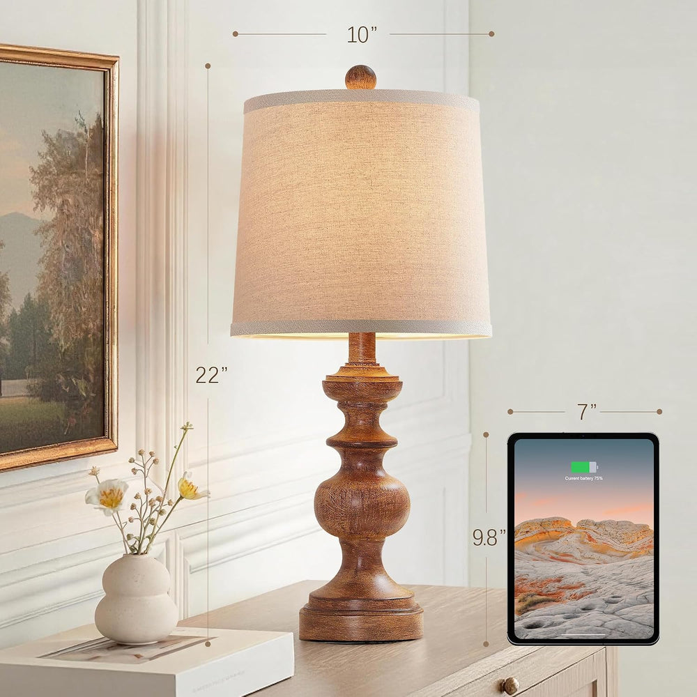 Farmhouse Table Lamp Set of 2, Rustic Table Lamps for Living Room Bedroom, 22...