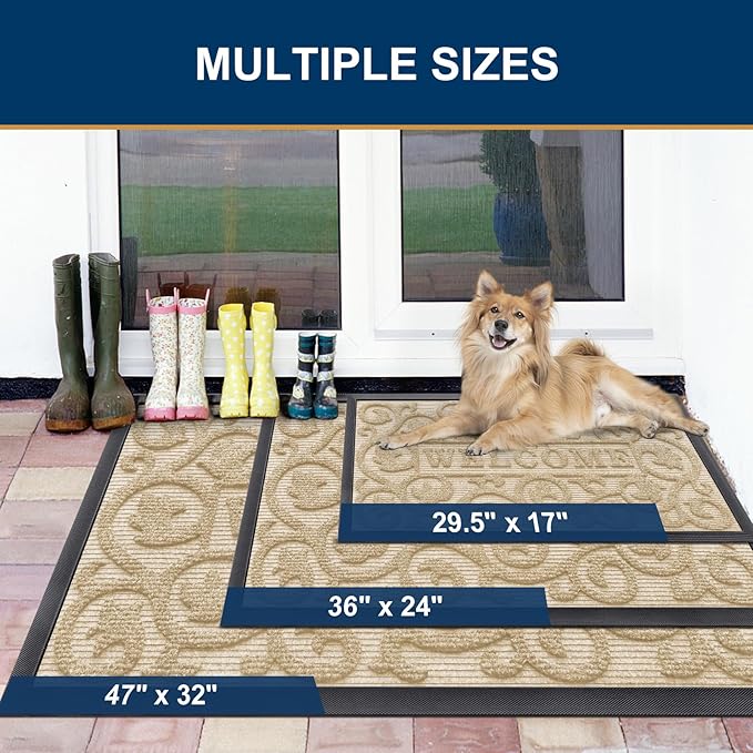 Smiry Welcome Door Mat Outside Entrance, Heavy Duty Trap Dirt and Moisture Easy - Image 2