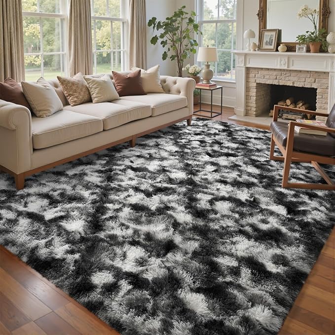 5x7 Ft Large Shag Rugs for Bedroom Living Room Decor for Men Boys, Tie Dyed by Cuzwlovita