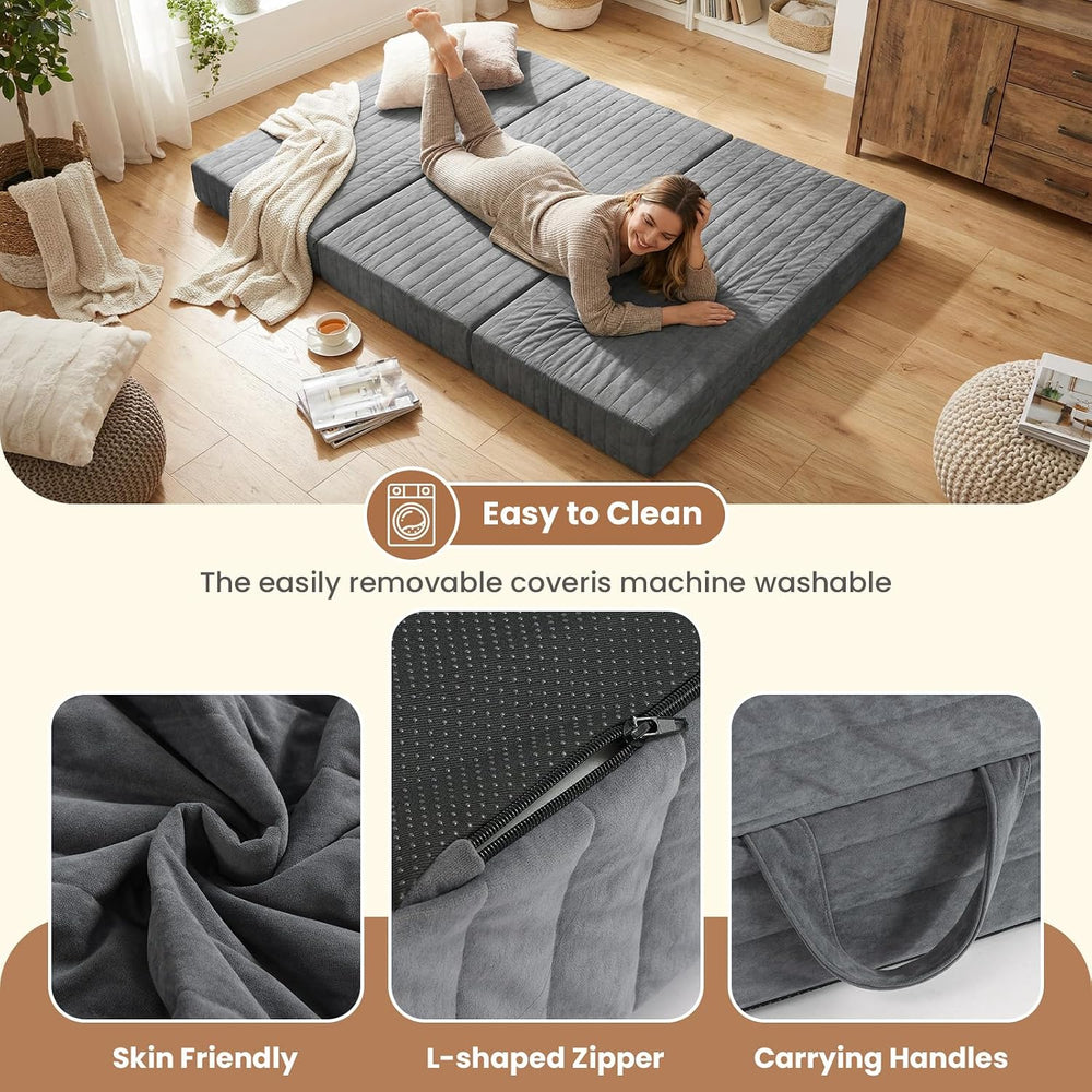 Erament 6-Inch Tri-Fold Mattress Full Size, Covertible Bed Floor Futon Mattre...