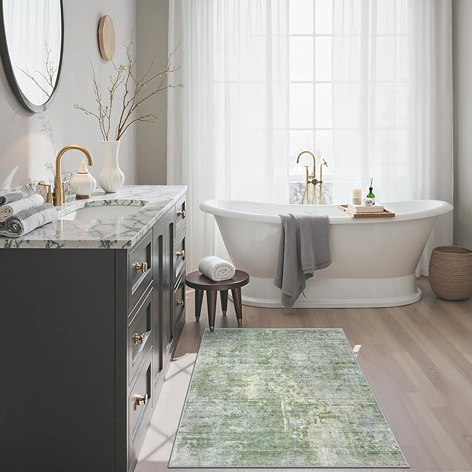 2x3 Abstract Washable Rugs for Kitchen, Powder Room Small Area Rug Non-Slip - Image 2