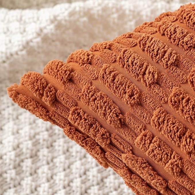 MIULEE Pack of 2 Rust Corduroy Decorative Pillow Covers 20x20 Inch Soft Boho - Image 2