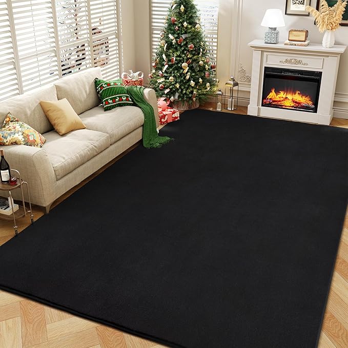 Amearea Modern Area Rugs for Bedroom Living Room, 4x6 Feet Black Thickened - Image 9