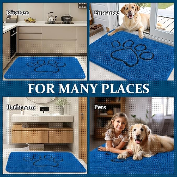 OLANLY Dog Door Mat for Muddy Paws 30x20, Paw Print Design, Absorbs Moisture - Image 8