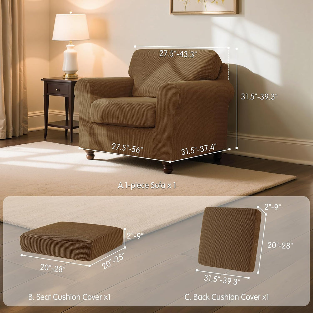 SUBRTEX 3 Pieces Stretch Sofa Slipcover Sets Couch Cover Sets Backrest Cushio...