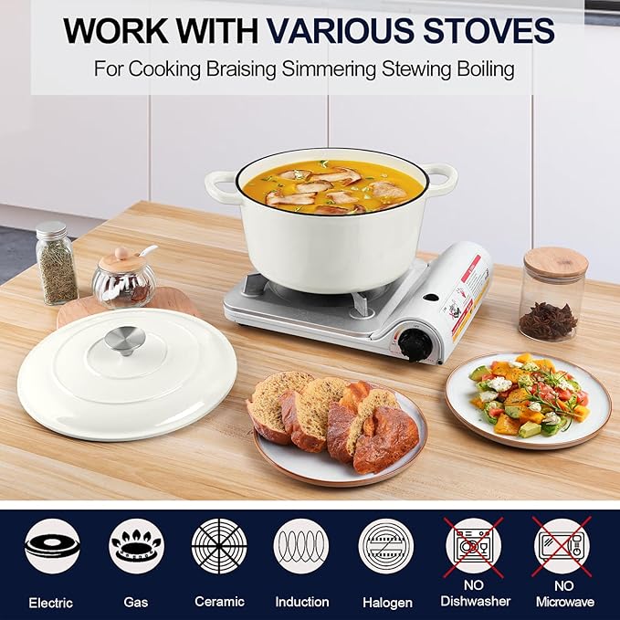 P&P CHEF 6QT Enameled Dutch Oven, Cast Iron Dutch Oven Pot - Image 4