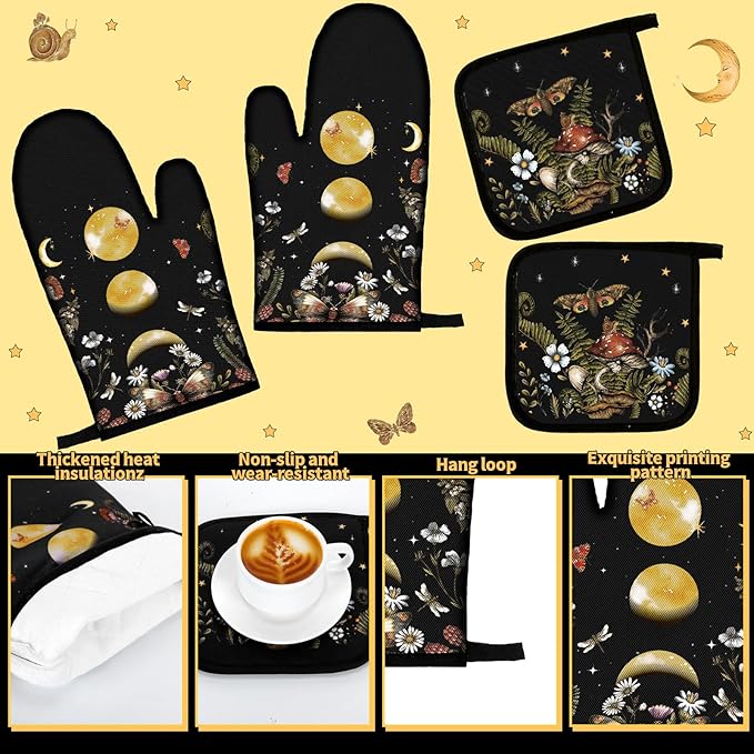 Fourluoo 10 Pcs Kitchen Dish Towels Rugs Oven Mitts and Pot Holders Set - Image 5