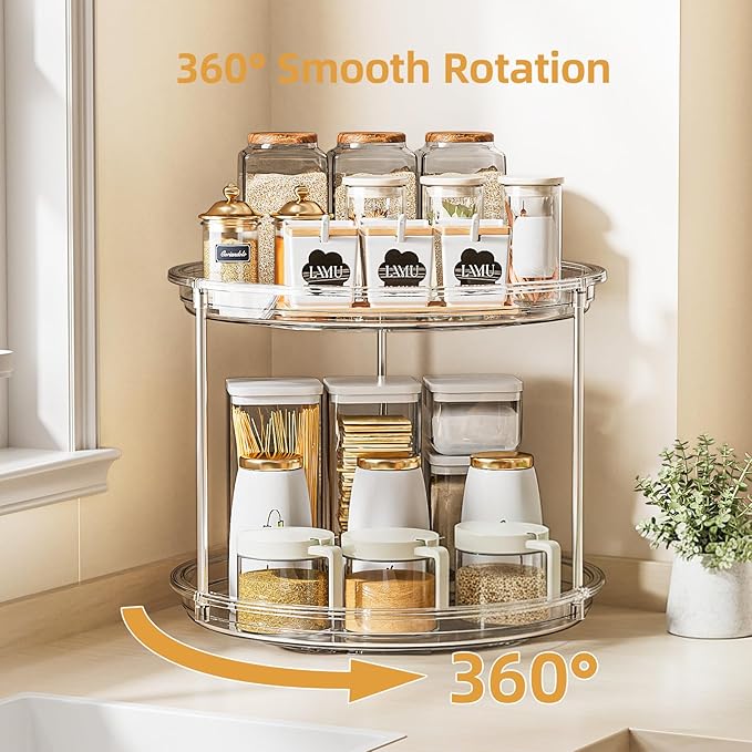 LAMU 2 Tier Lazy Susan Turntable Organizer - Image 4