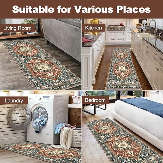 Yamaziot Washable Runner Rug, 2x6 Non-Slip Boho Vintage Hallway Rug Runner - Image 7