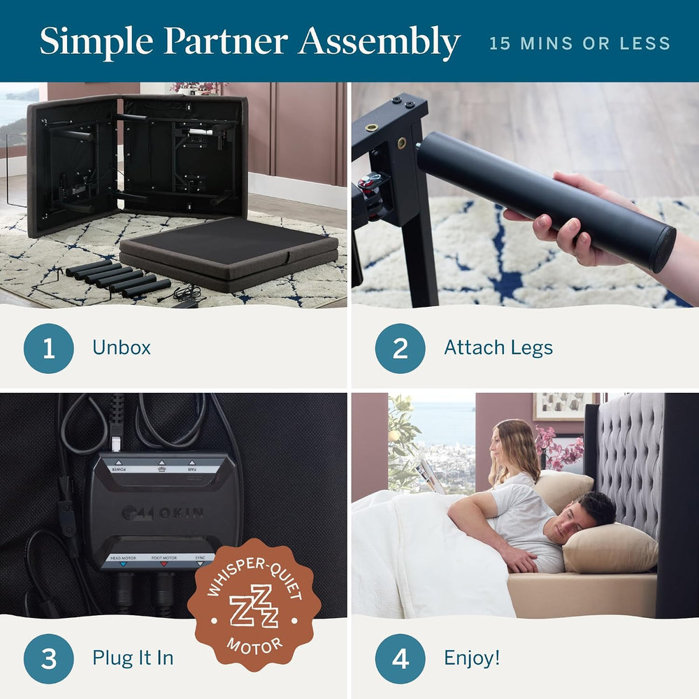 LUCID L300 Adjustable Bed Frame with USB Ports, Remote, Twin XL Size
