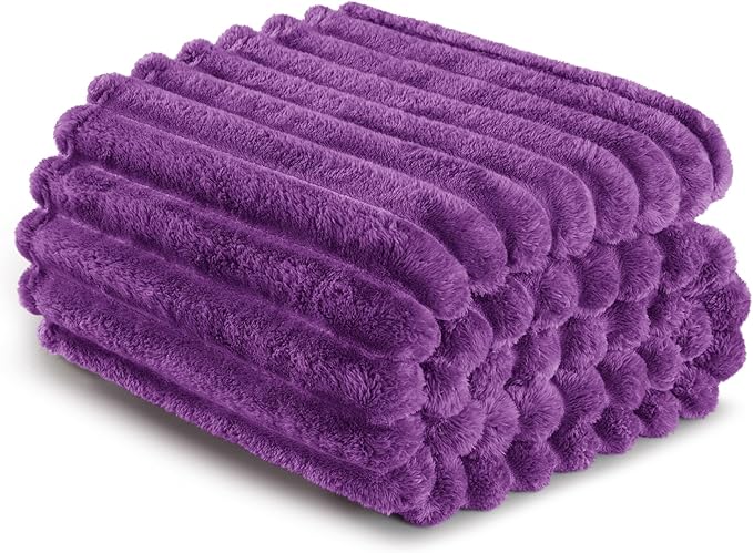 Exclusivo Mezcla Twin Size Flannel Fleece Blanket, Super Soft Striped Jacquard - Image 6
