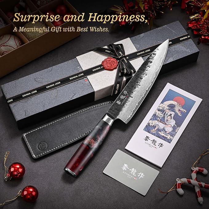 Japanese Chef Knife, 8 Inch VG10 Damascus Kitchen Knife, Professional Black - Image 2