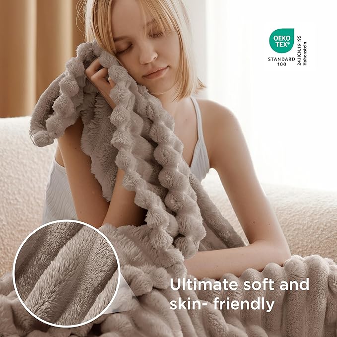 Bedsure GentleSoft Light Brown Twin Blanket - Image 4