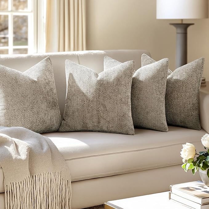 MIULEE Pack of 4 Couch Throw Pillow Covers 20x20 Inch Khaki Soft Decorative - Image 5
