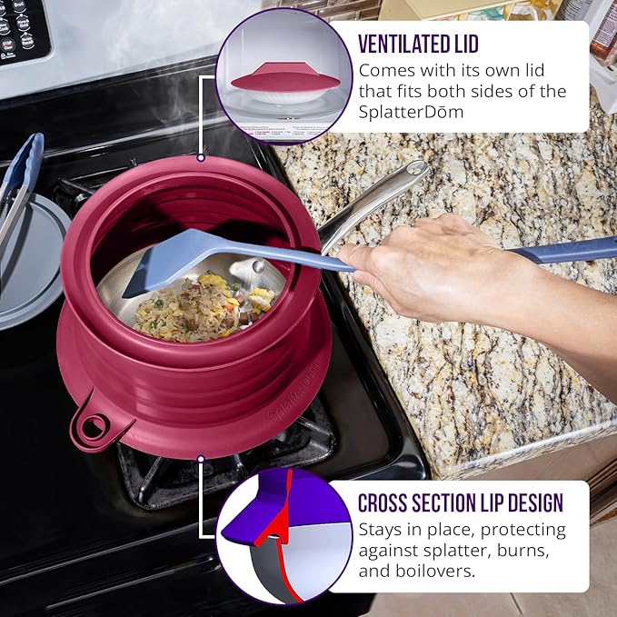 L.I.Q Silicone Splatter Guard – Fits 8 and 10 Inch Pots – Microwave Safe and - Image 5